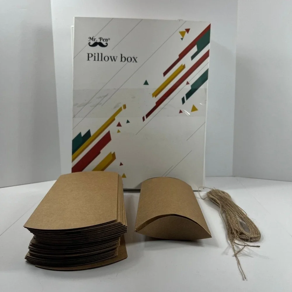 Mr. Pen Pillow Box 25 x 5 Count Brown Kraft Paper Small Gift Packaging